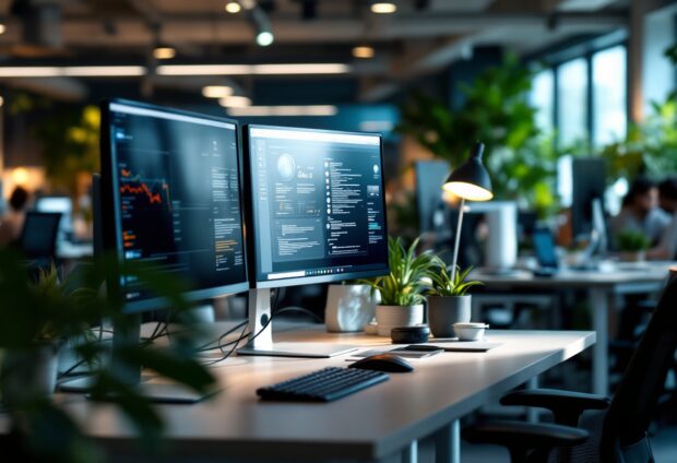 Illustration of AI technology impacting employment
