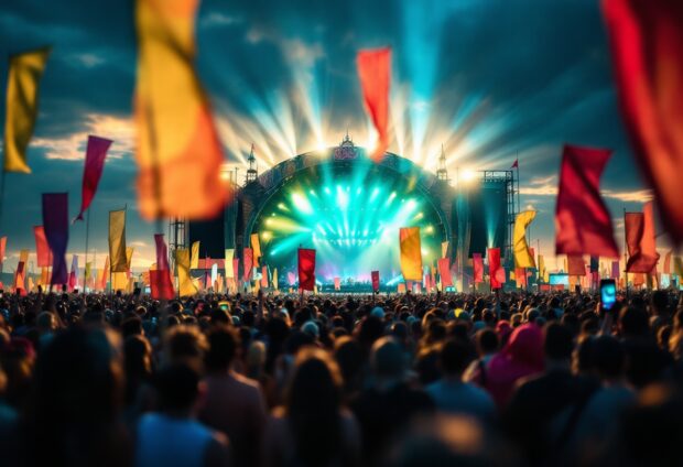 Bernie Sanders speaking to Coachella audience about politics