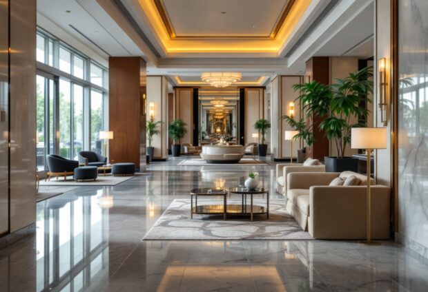 Luxury hotel staff managing a crisis situation