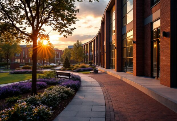 University students discussing federal funding effects