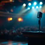Jerrod Carmichael performing stand-up comedy on stage