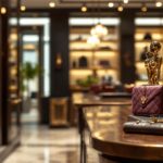 Elegant luxury shopping scene with high-end products