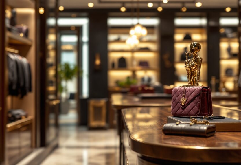 Elegant luxury shopping scene with high-end products