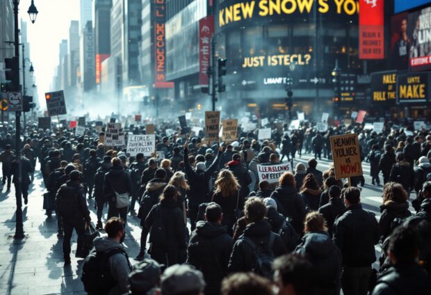 Manifestanti in protesta contro il governo