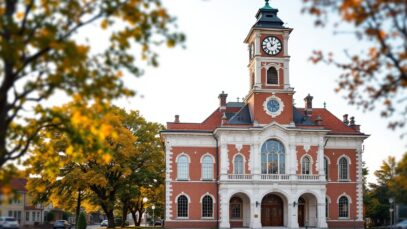 A town hall building symbolizing democratic governance