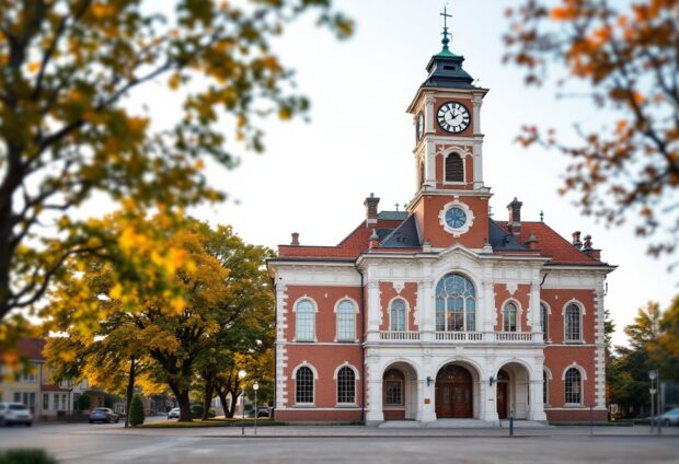 A town hall building symbolizing democratic governance