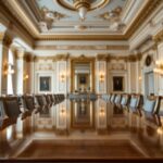 A lavish scene depicting the Gilded Age of politics