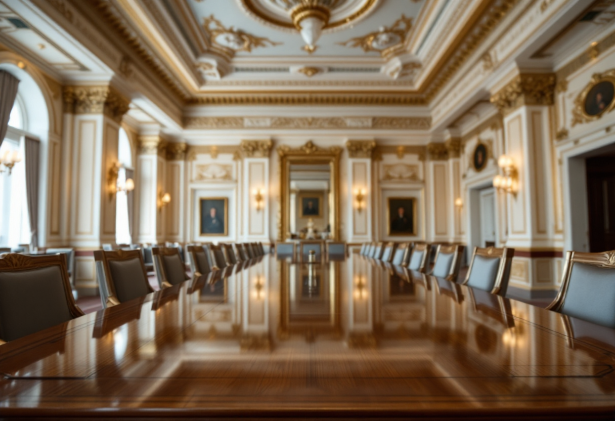 A lavish scene depicting the Gilded Age of politics
