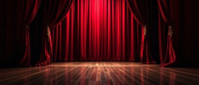 An actor expressing candor on stage in a theater