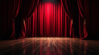 An actor expressing candor on stage in a theater