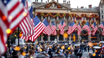 A vibrant military parade showcasing power and unity.