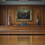 Courtroom scene depicting sexual misconduct trial