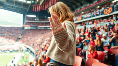 taylor swift and travis kelces adorable engagement reveal at the bearcats game python 1756438665