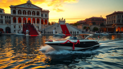 the chicest venice film festival entrances on water python 1756345378