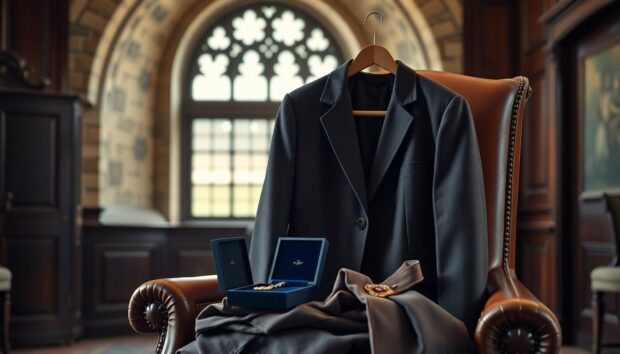 Carey Mulligan's CBE look: tailored jacket and barrel-leg trousers